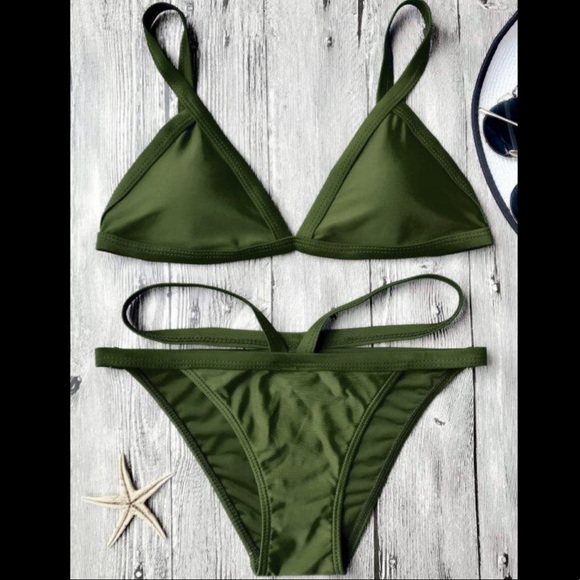 Zaful Other - 🆕 NWT Zaful Olive Green V Bikini